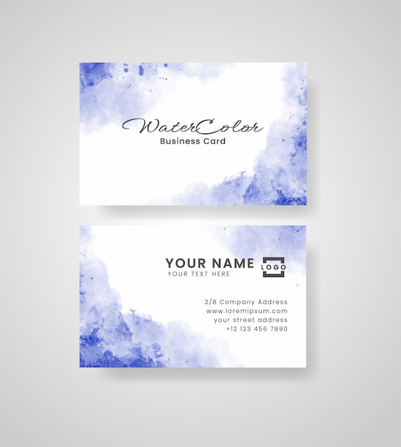 Vector abstract splashed watercolor business card