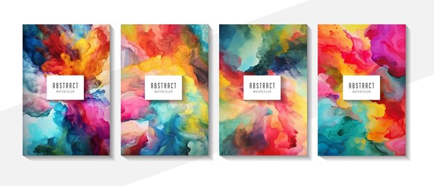 Abstract splashed watercolor textured background Background set