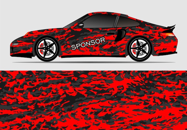 Abstract Sport racing car wrap decal and sticker design