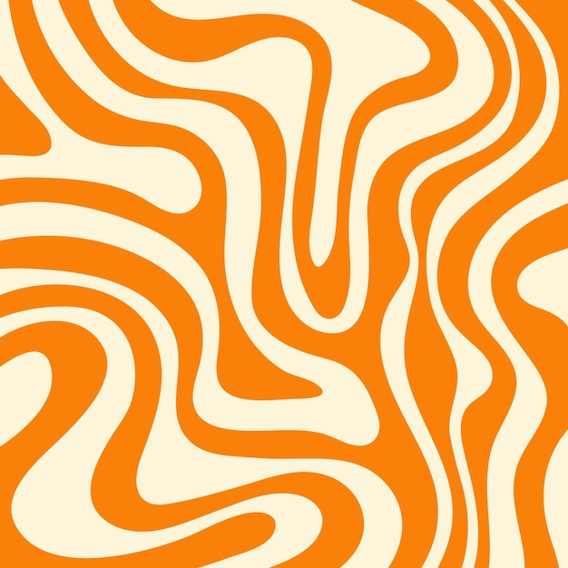 Vector abstract square aesthetic background with orange and beige waves trendy vector illustration