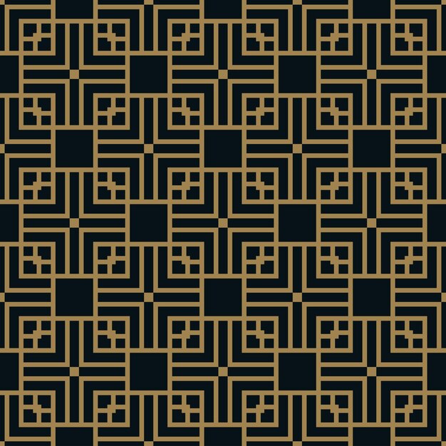 Abstract square geometric pattern with lines seamless vector gold background