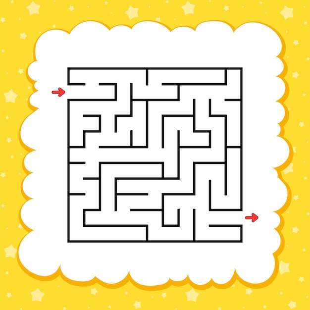 Vector abstract square maze game for kids puzzle for children labyrinth conundrum find the right path vector illustration