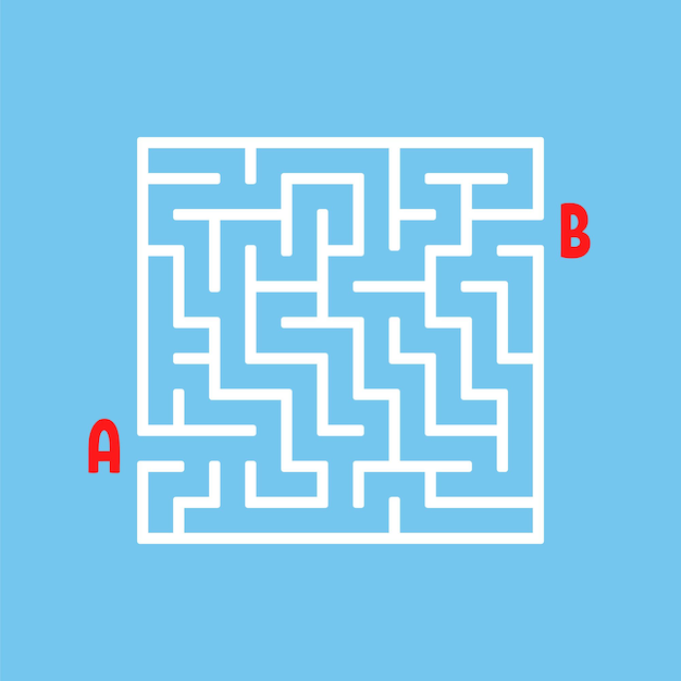 Abstract square maze game for kids puzzle for children labyrinth conundrum find the right path