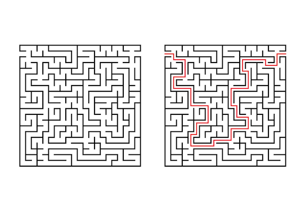 抽象的な正方形の迷路。