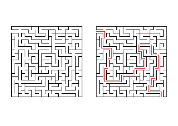 抽象的な正方形の迷路。