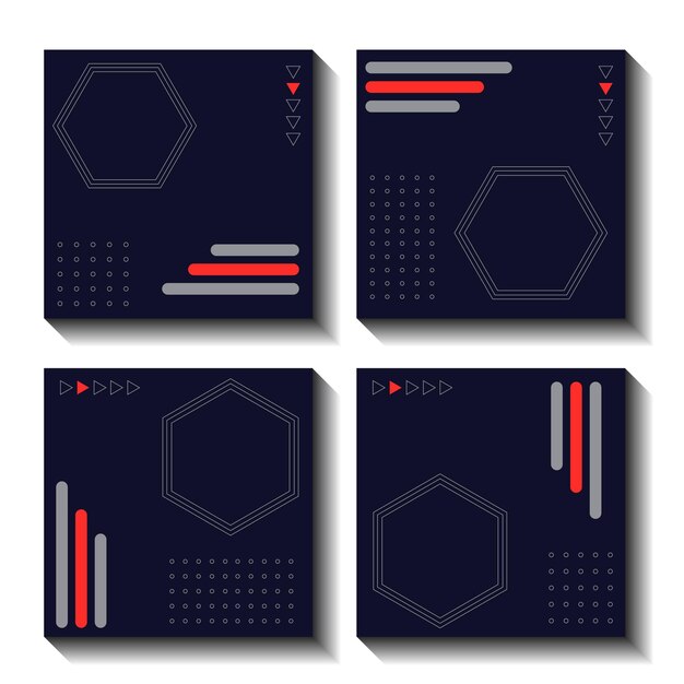 Abstract square memphis template with techno concept