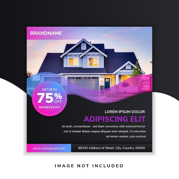 Abstract square real estate banner design template