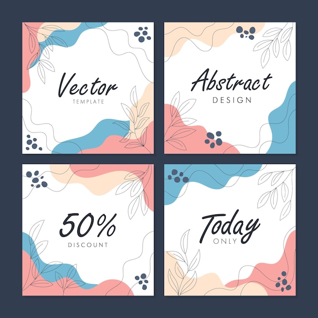 Vector abstract square social media post template with spring nature concept