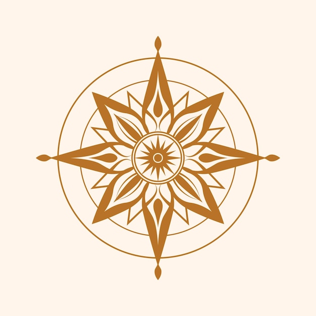Vettore astratto dell'emblema della bussola stellare che esplora le possibilità creative con un design intrigante