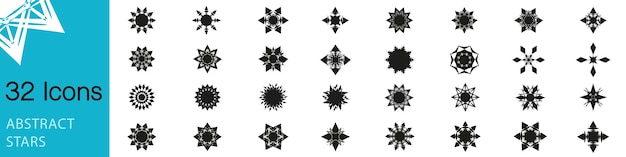 Vettore set di icone stellari astratte pacchetto di progettazione stellare