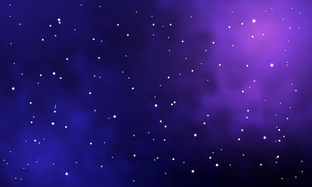 星屑と雲が輝く抽象的な星空の紫色の空間。カラフルな天の川銀河の背景