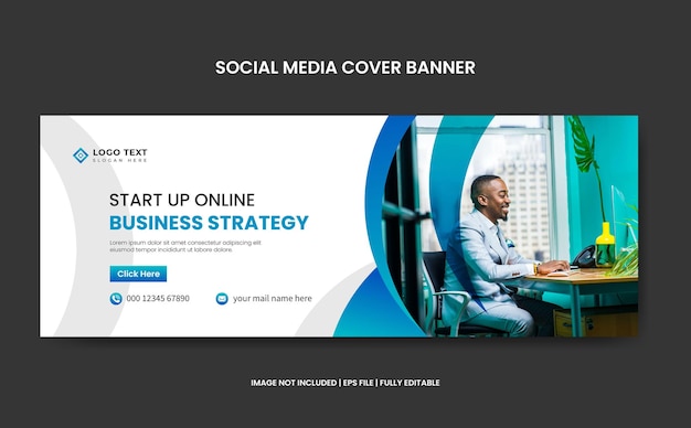 abstract startup online business strategy social media cover design or web banner template