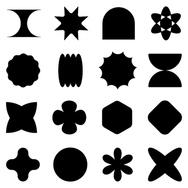Abstract sticker set Y2K elements set Vector illustration