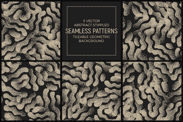 Abstract stippled seamless patterns vector set