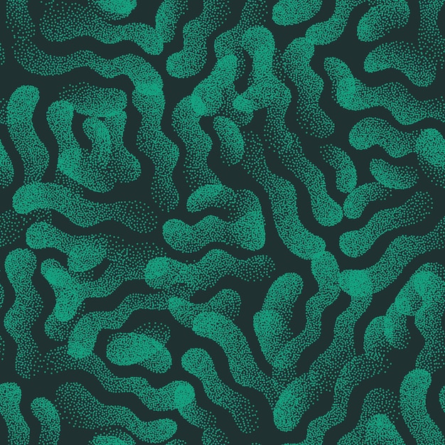 Abstract stippled weird green turquoise seamless pattern. handmade tileable geometric dotted grunge dark green repetitive simple background. bizarre art illustration