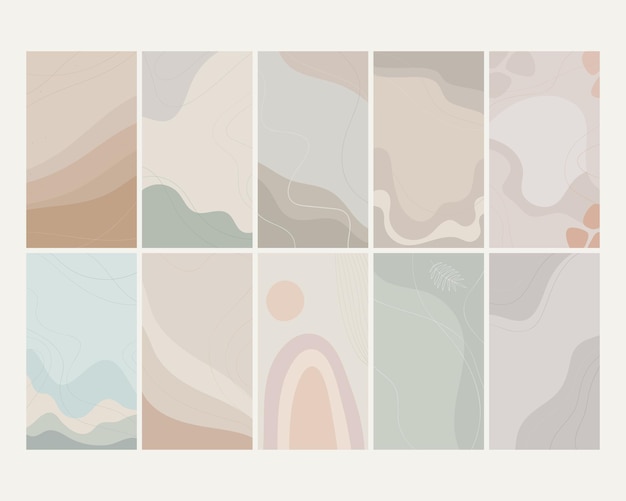 Abstract story template Neutral colors vector set