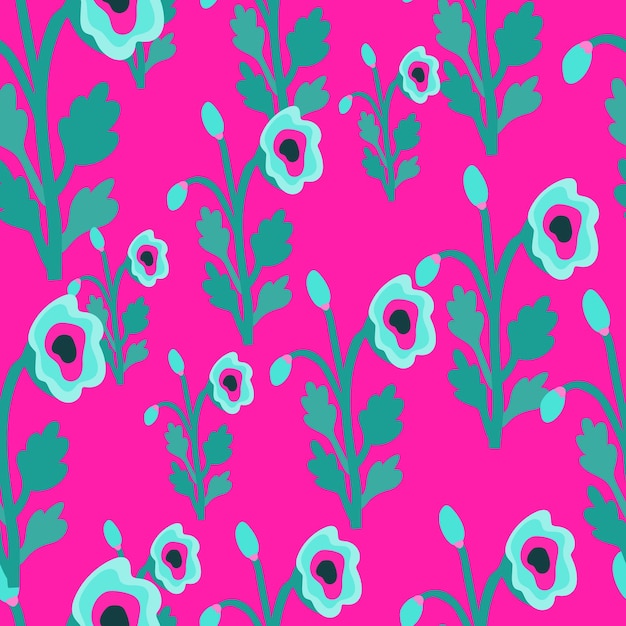 Abstract strange flower seamless pattern Creative botanical floral ornament Contemporary plants endless wallpaper