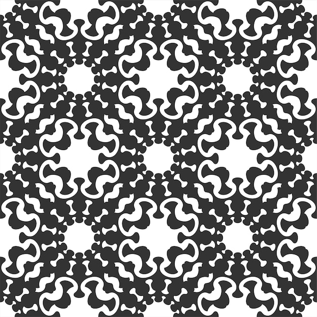 Abstract, strange shape geometrical seamless vector pattern in black and white.