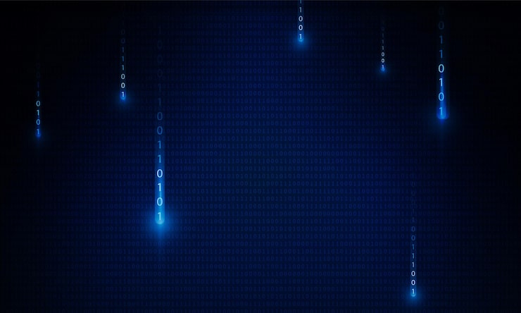 Vector abstract a stream of binary code numbers on the monitor are the computer matrix hitech communication concept innovation background vector design