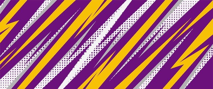 Vector abstract stripe background sport banner design with yellow and purple colors