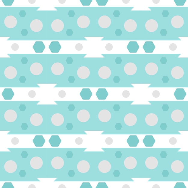 Abstract striped geometric seamless pattern with different shapes. Hexagons, dots mosaic