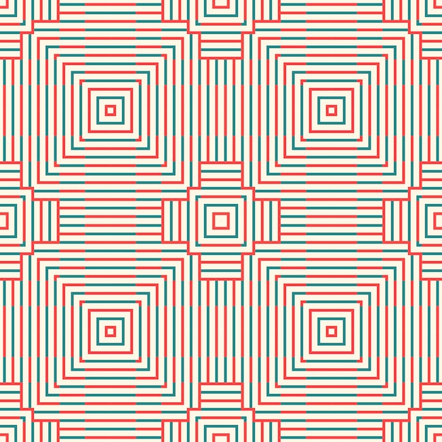 Abstract striped geometric seamless pattern with different shapes. Mosaic, tile background