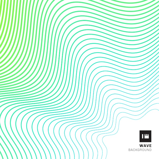 Abstract striped green wave line