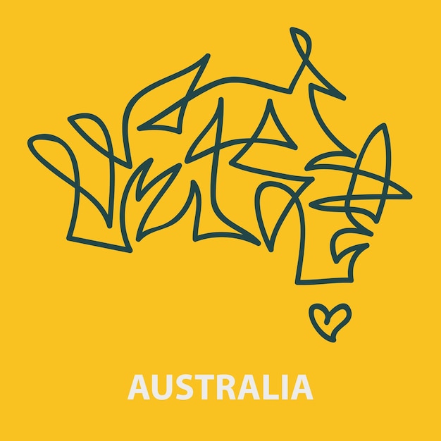 Abstract stroke map of Australia for rugby tournament