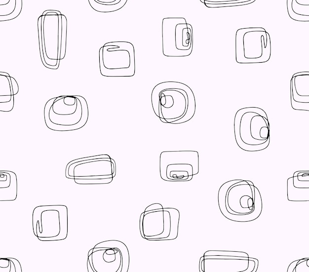 Abstract Stroked Seamless Pattern with Hand drawn curved and wavy lines