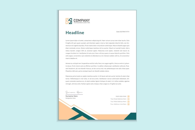 Abstract style pink and green letterhead template