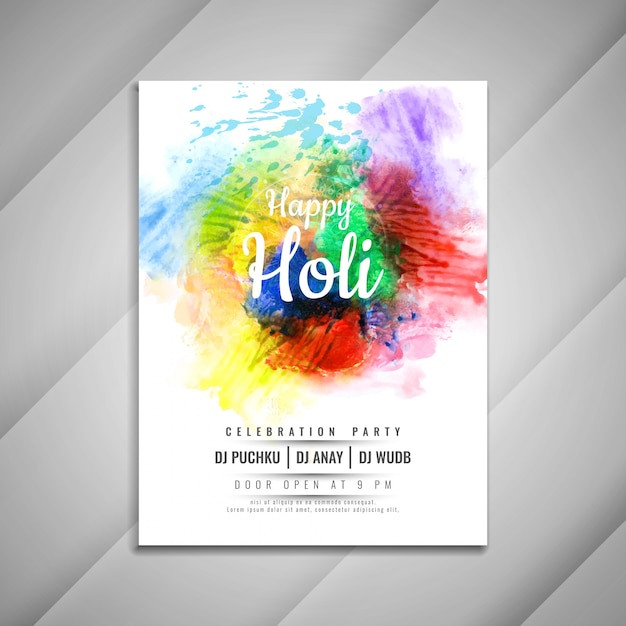 Vettore modello di disegno astratto elegante felice holi celebrazione flyer