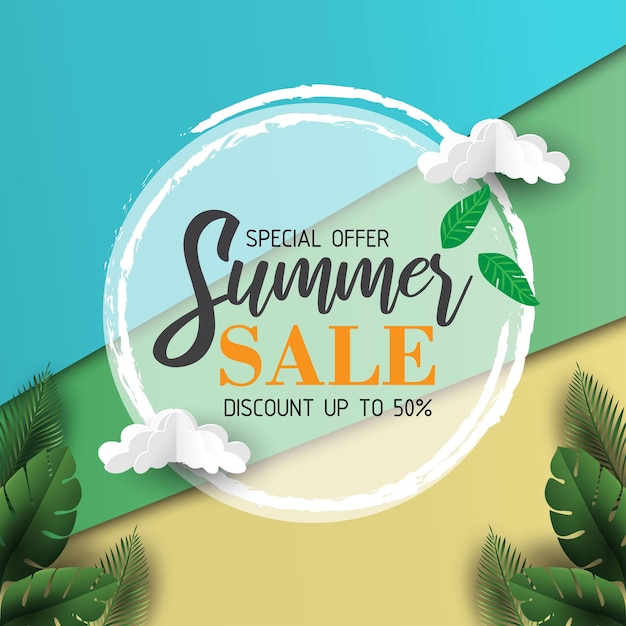Vector abstract summer sale bakground for banner and brochure or social media post