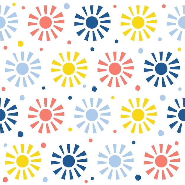 Abstract sun seamless pattern background. childish simple application sun cover for design card, wallpaper, album, scrapbook, holiday wrapping paper, textile fabric, bag print, t shirt etc.