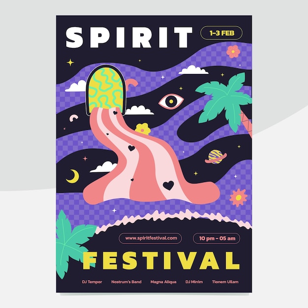 Abstract surreal music festival poster