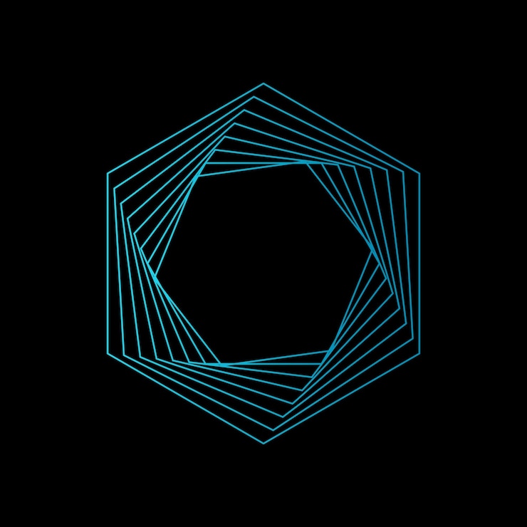 Vector abstract swirling symbols twisted wireframe tunnel
