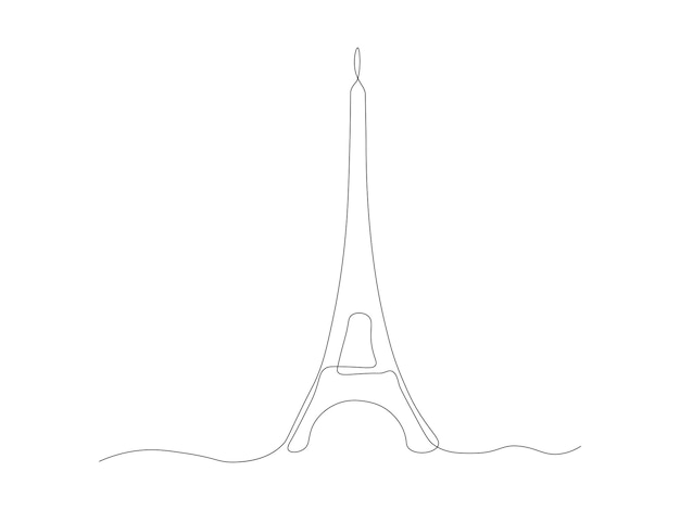 abstract symbol of paris tower continuous one line art hand drawing