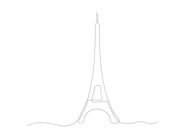 Abstract symbol of Paris tower continuous one line art hand drawing