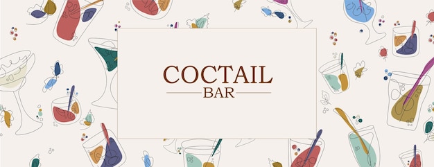 Vector abstract symbool voor café of bar lineart ontwerp alcohol coctail ander glas drank illusrtation