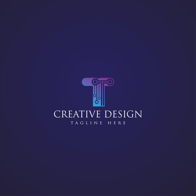 Abstract t tech circuit logo design