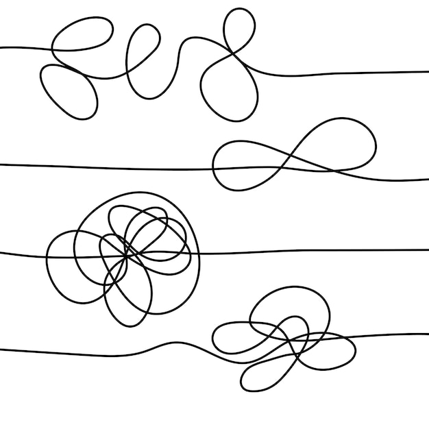 Vettore trama astratta aggrovigliata linee caotiche casuali oggetto disegnato a mano dall'inizio e dalla fine illustrazione vettoriale