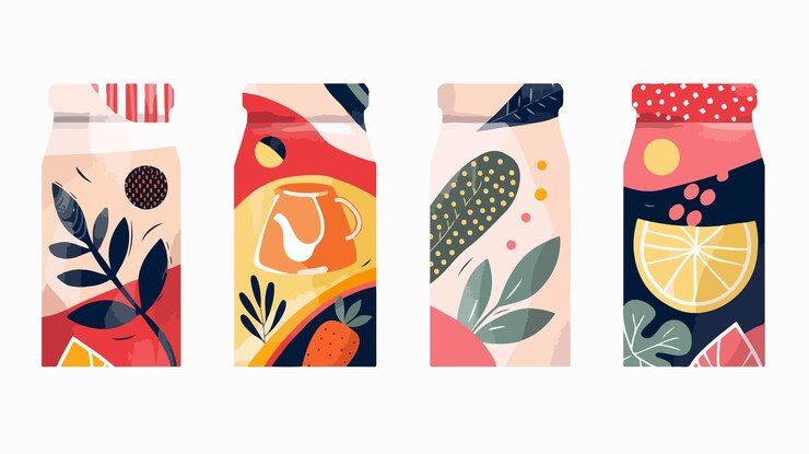 Vector abstract tea labels set vector packaging design
