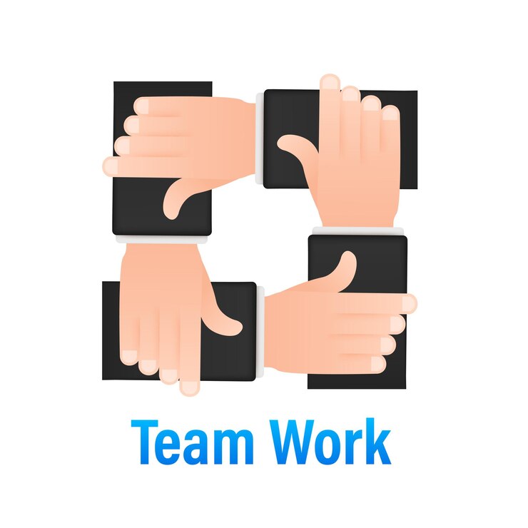Vector abstract teamwork hands sign for concept design. business concept. teamwork, cooperation.