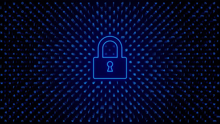 Vector abstract tech bg with lock. access protection.