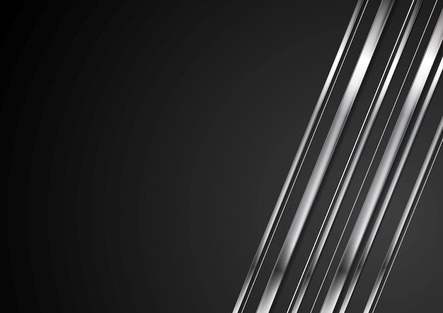 Vector abstract tech brilliant metallic stripes on black background