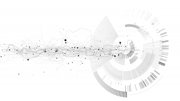 Vector abstract tech design background. engineering technology wallpaper made with lines, dots, circles.