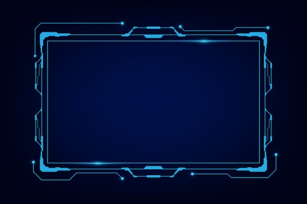 Vector abstract tech sci fi hologram frame template design background