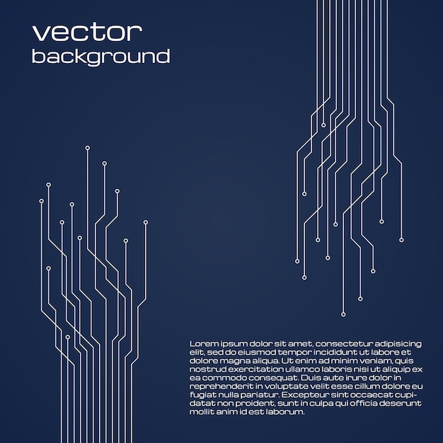 Sfondo blu scuro tecnologico astratto con elementi del microchip trama di sfondo del circuito stampato illustrazione vettorialexa