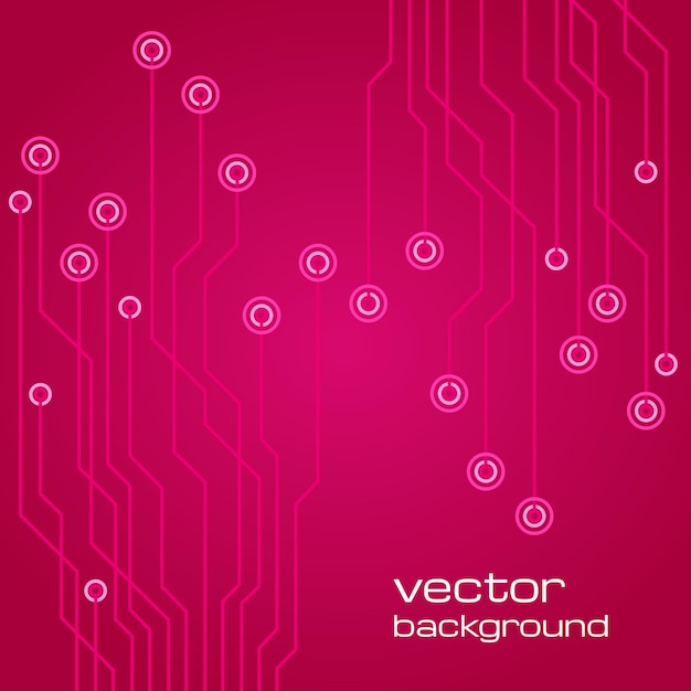 Sfondo rosa tecnologico astratto con elementi del microchip. trama di sfondo del circuito stampato. illustrazione vettoriale.