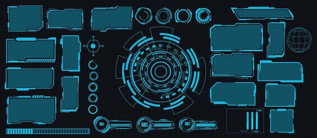 abstract technologie futuristisch concept hud-interface hologramelementen van digitale gegevens en cirkel