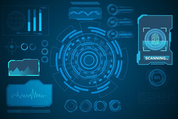 abstract technologie futuristisch concept hud-interface hologramelementen van digitale gegevens en cirkel